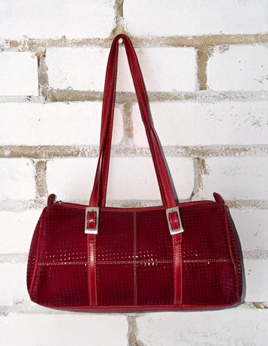Vintage red faux - red, leather