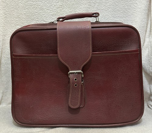 Vintage brown leather suitcase - brown,