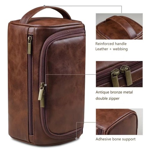 Leather toiletry bag for men - toiletry,