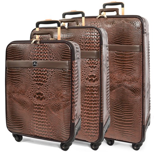 Brown croc embossed leather - brown,