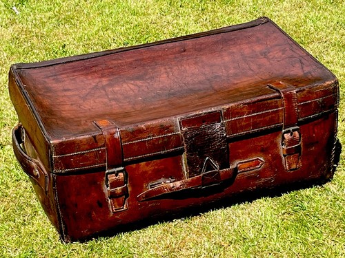 Antique leather suitcase - antique,