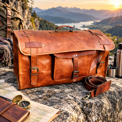 Genuine goat leather weekender - goat,