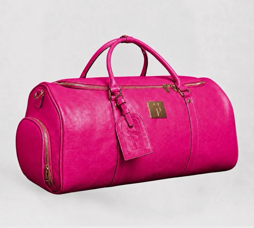 Pink leather duffle - pink, l