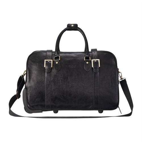Genuine leather black wheeled - black,