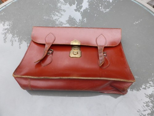 Brown leather satchel school - brown,