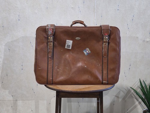 Vintage brown travel suitcase - travel,