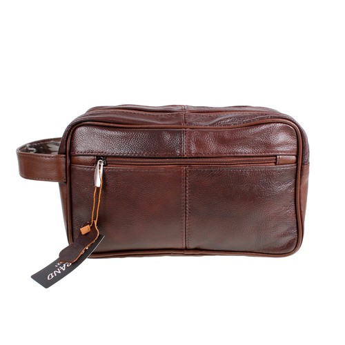 Large leather wash bag - large,