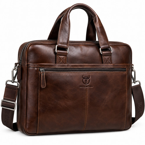 Bullcaptain leather laptop bag - leather,