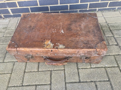 Antique leather suitcase
