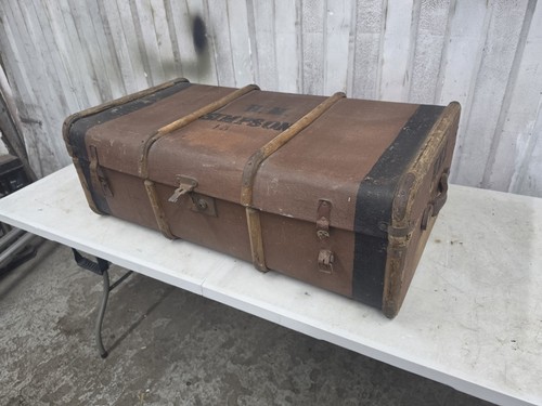 Vintage large steamer trunk - vintage,