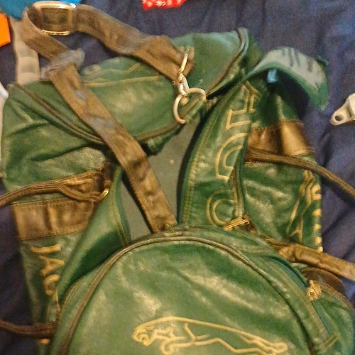 Jaguar green leather duffle - jaguar,