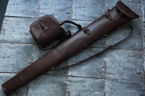 Leather gun slip cartridge bag - leather,