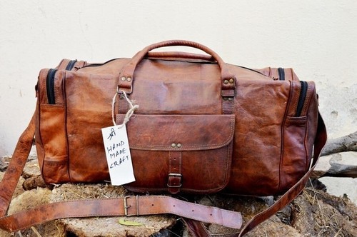 Leather bag travel weekend - bag,