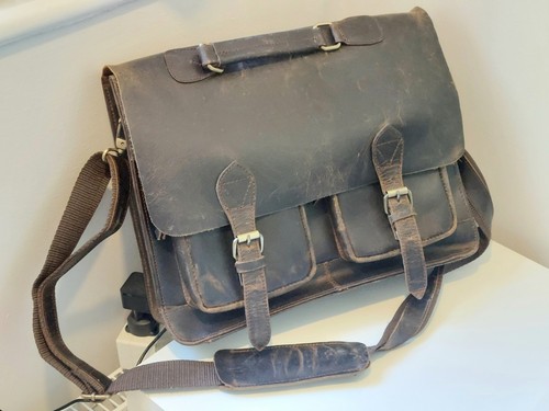 Leather laptop bag brown - bag,