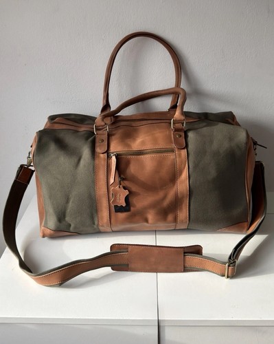Brown and green leather canvas - and,