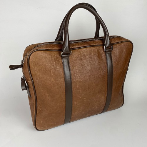 Brown leather briefcase - brown,