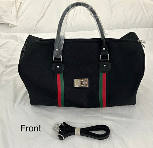 Black faux leather overnight - leather,