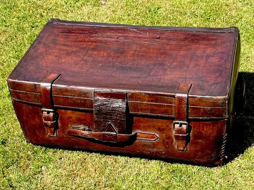 Antique leather suitcase - suitcase, trunk
